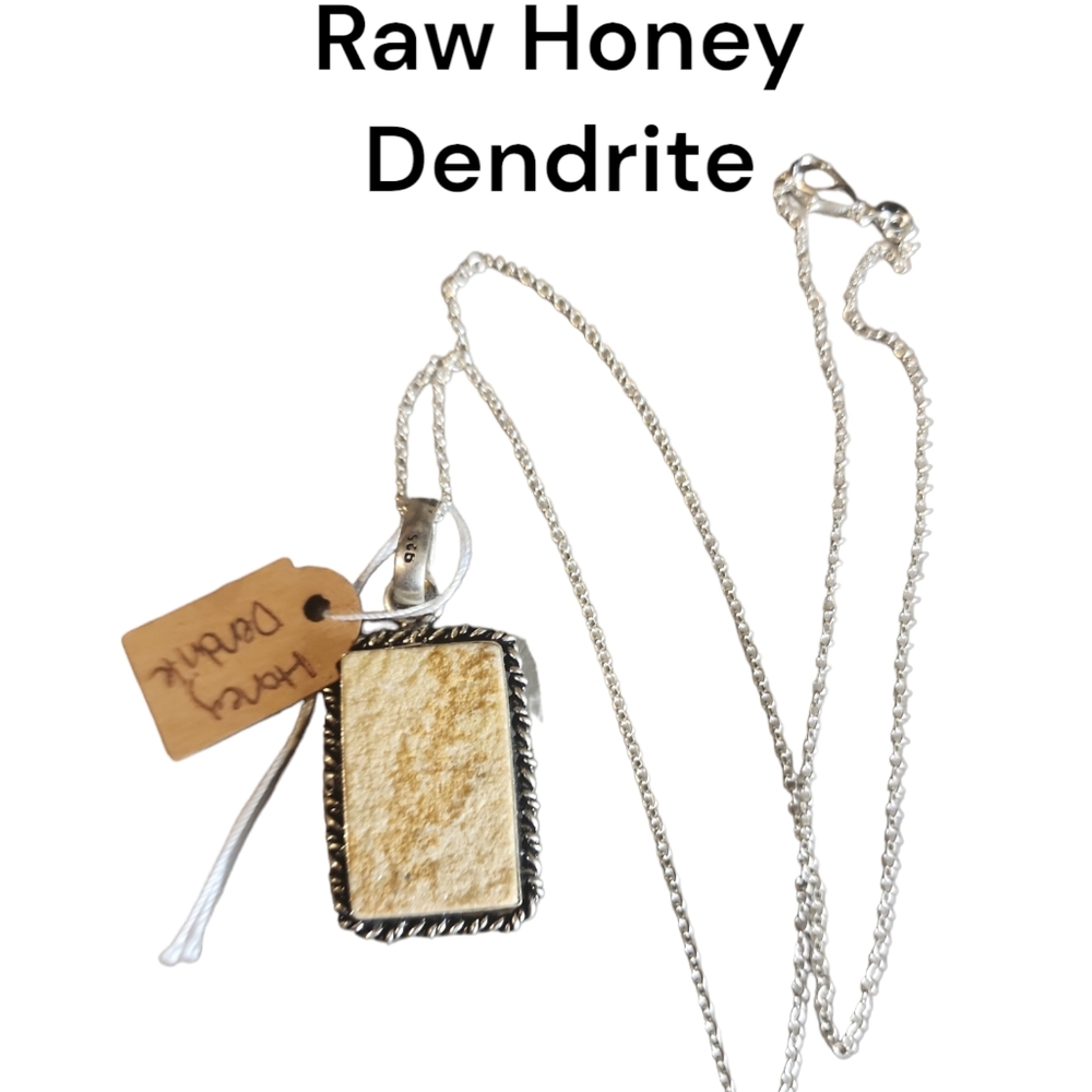 Raw Honey Dendrite Silver Overlay Necklace